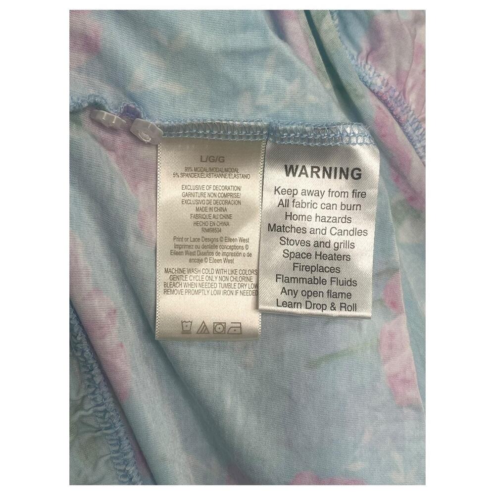 Eileen West Nightgown Womens Large Blue Pink Floral Chemise Lace Trim Ruffle Hem - Picture 6 of 13